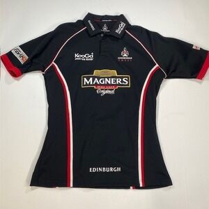 Edinburgh Rugby Kooga Magners Irish Cider Polo Shirt Black Red White Size L